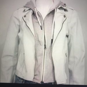Jakett NY Molly Cropped Moto Jacket in White sz M